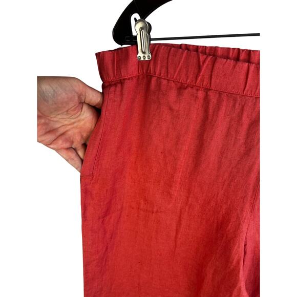 Lino by Chicos Women Linen Pants Crop Size 3 Red - Picture 4 of 10